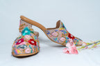 Bloom Beige Floral Mule Heels