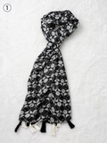 Monochrome Printed Tassel Scarf