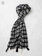 Monochrome Printed Tassel Scarf