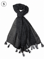 Monochrome Printed Tassel Scarf