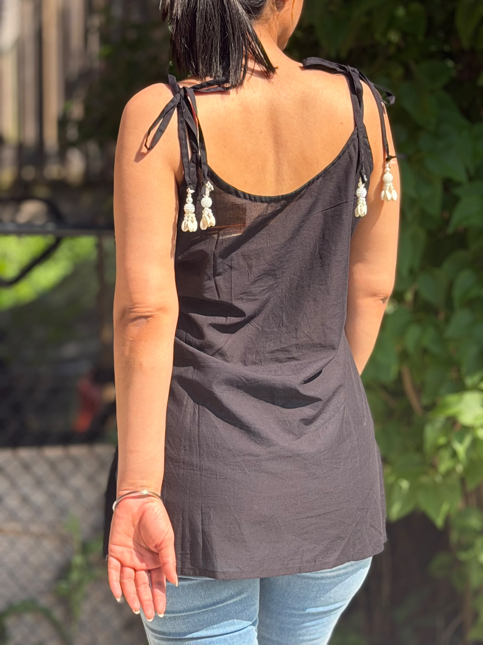 Mirror Embroidery With Shoulder Strings Kurti
