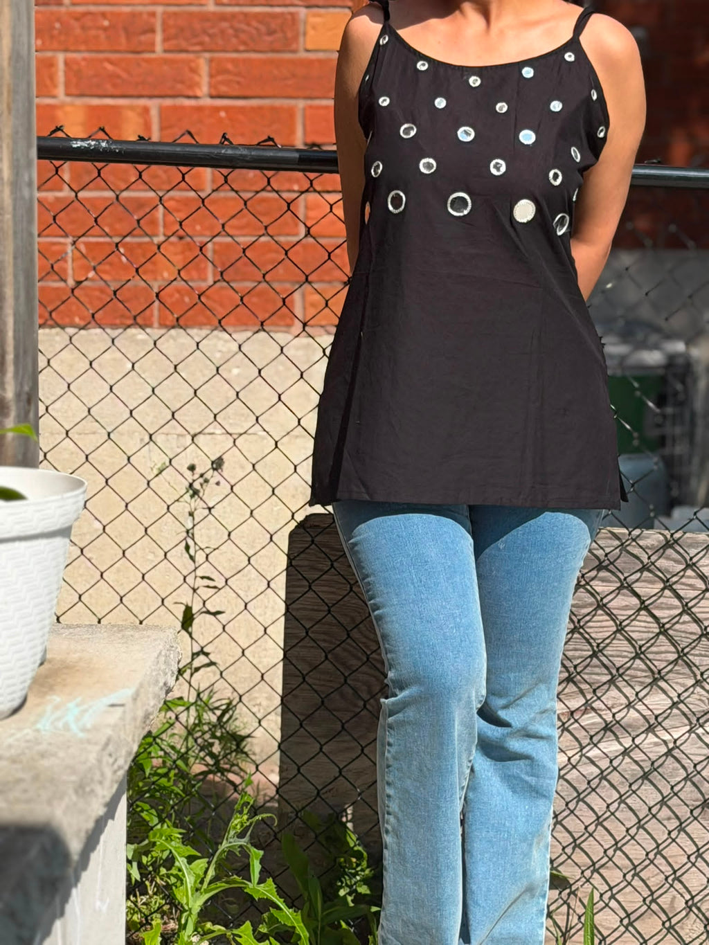 Mirror Embroidery With Shoulder Strings Kurti