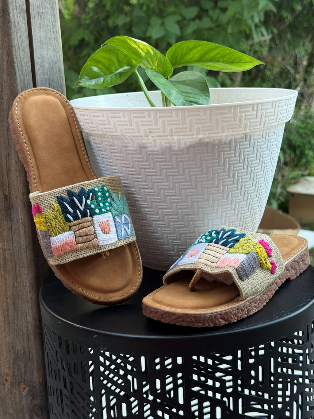 Boho Garden Embroidered Sandals
