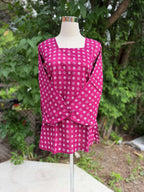 Deep Pink Printed Cotton Tie- Back Kurti