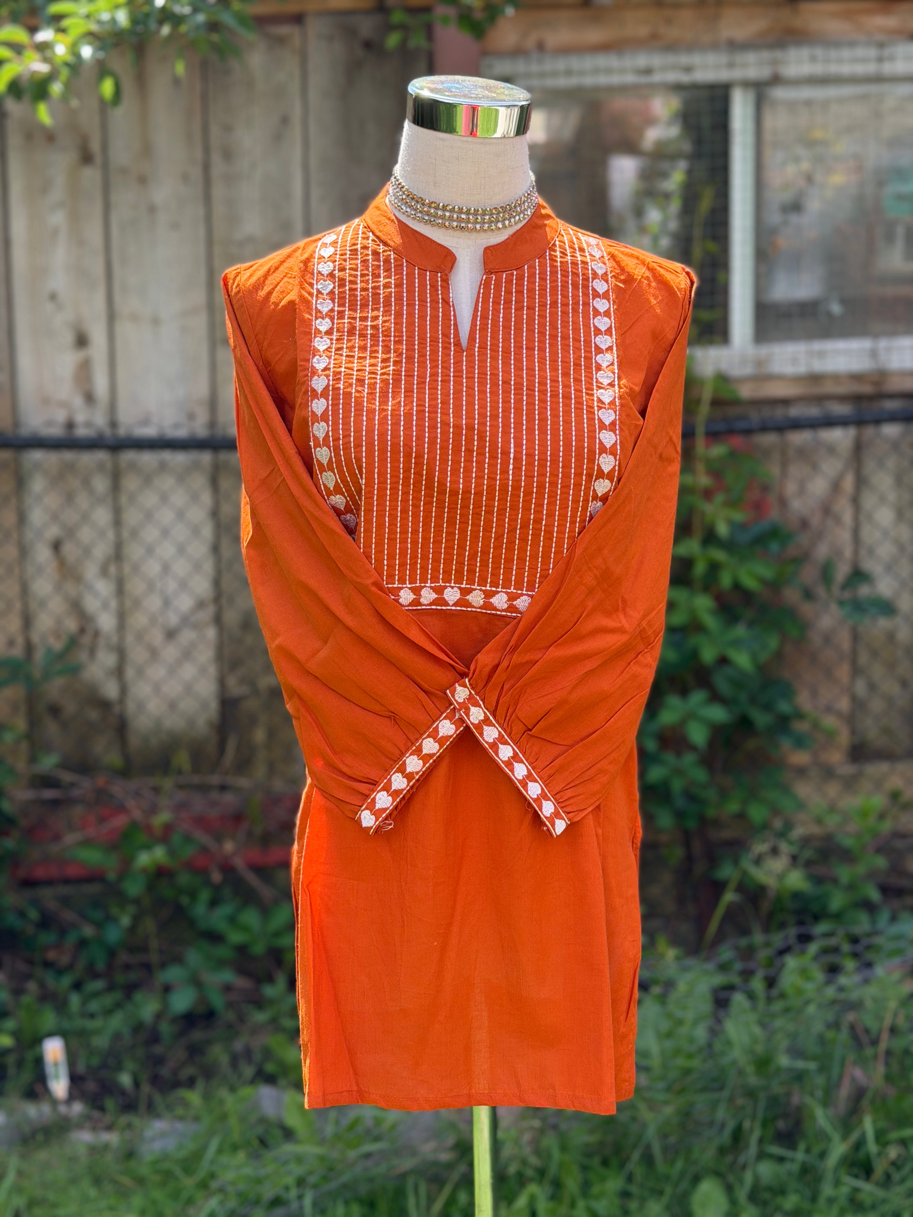 Heart Shaped Embroidery Kurta