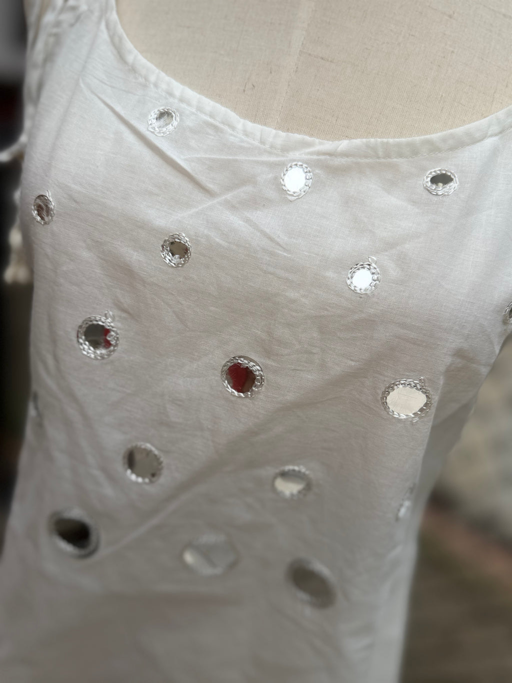 Mirror Embroidery With Shoulder Strings Kurti