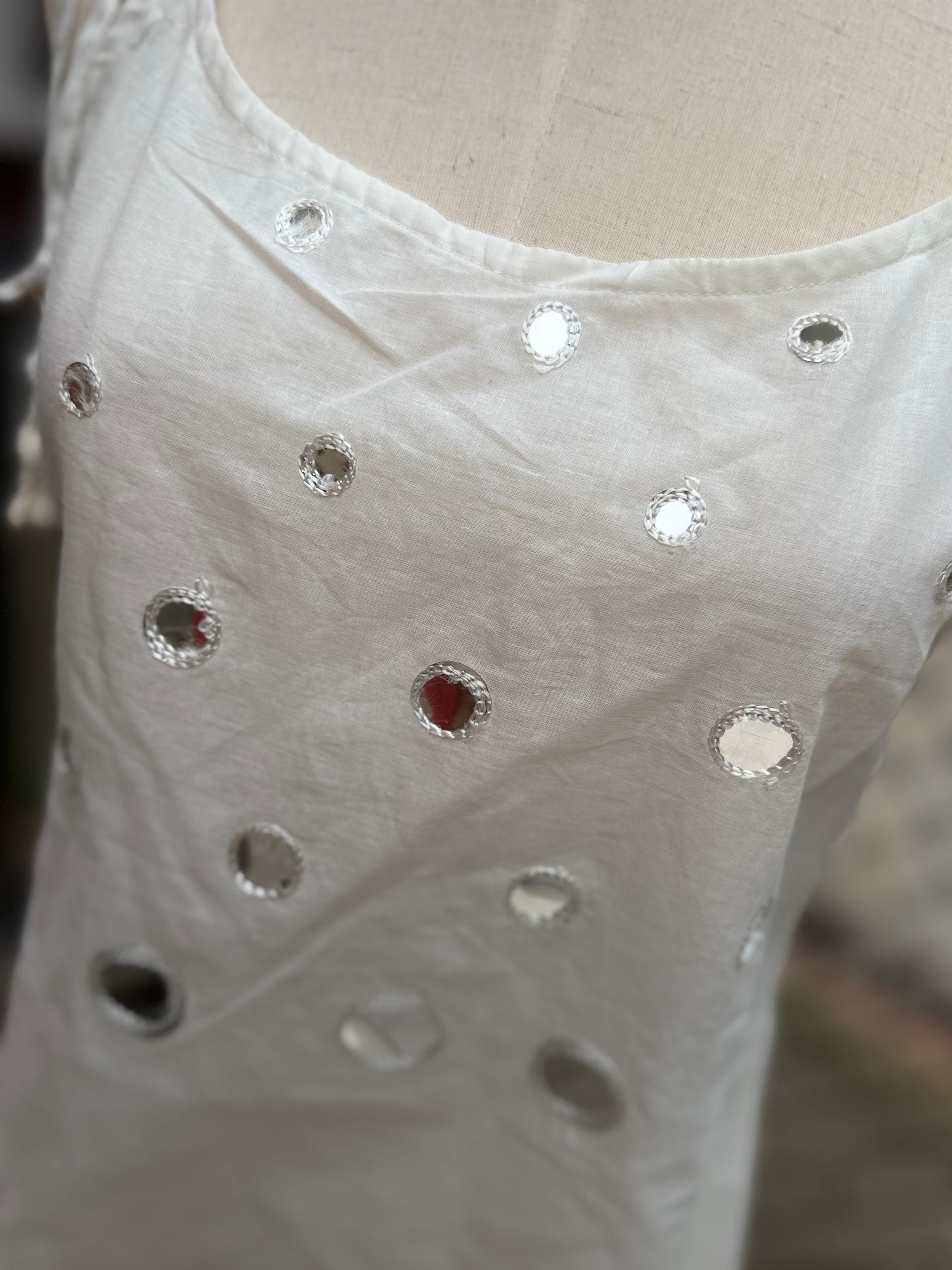 Mirror Embroidery With Shoulder Strings Kurti