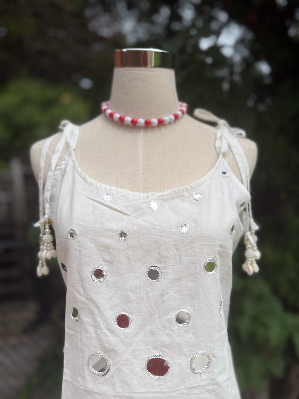 Mirror Embroidery With Shoulder Strings Kurti