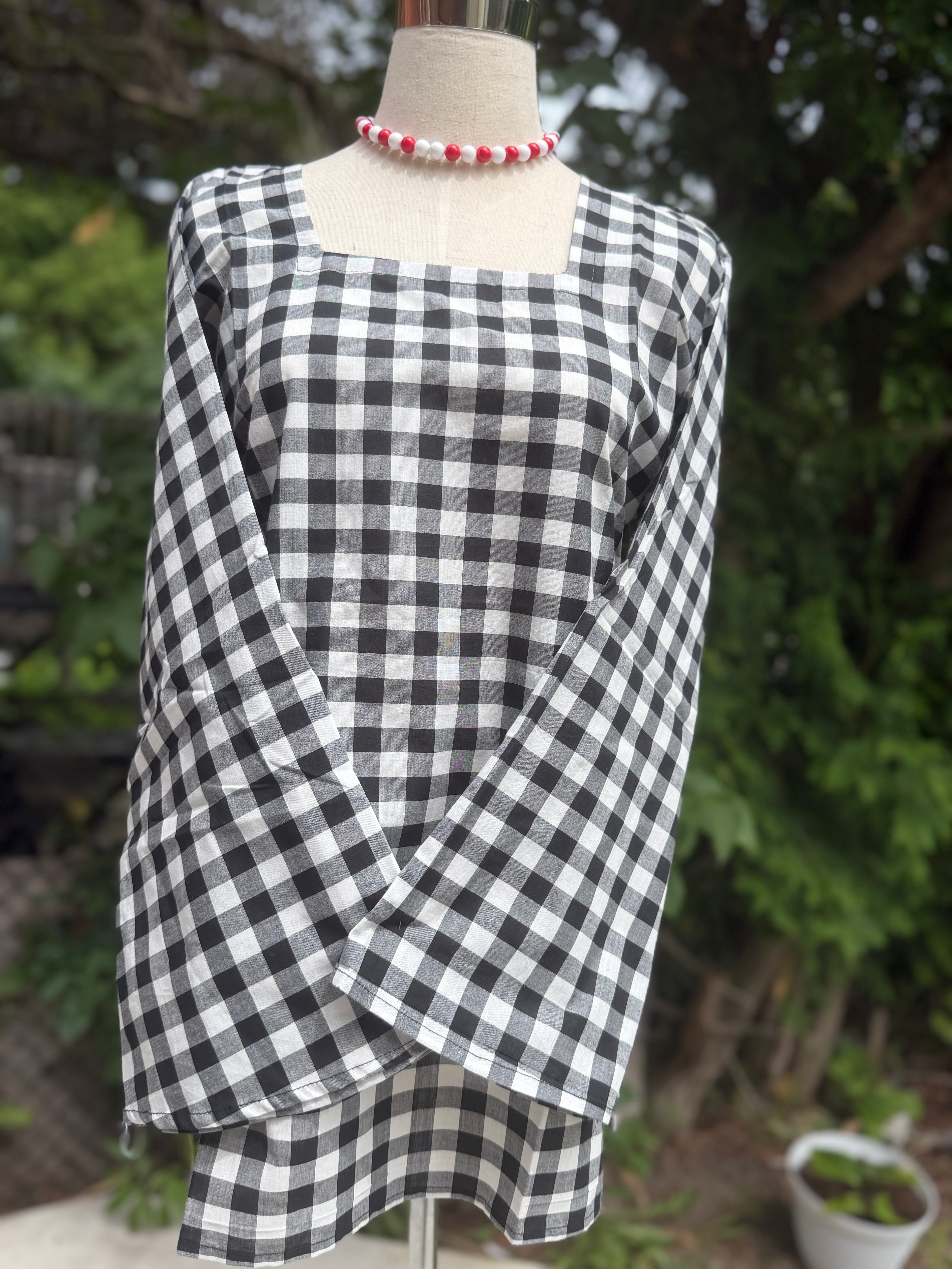 White Black Box Printed Kurti