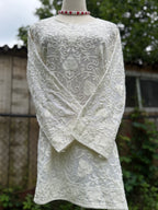 Kashmiri White Thread Embroidery Kurti