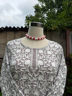 Kashmiri White Thread Embroidery Kurti