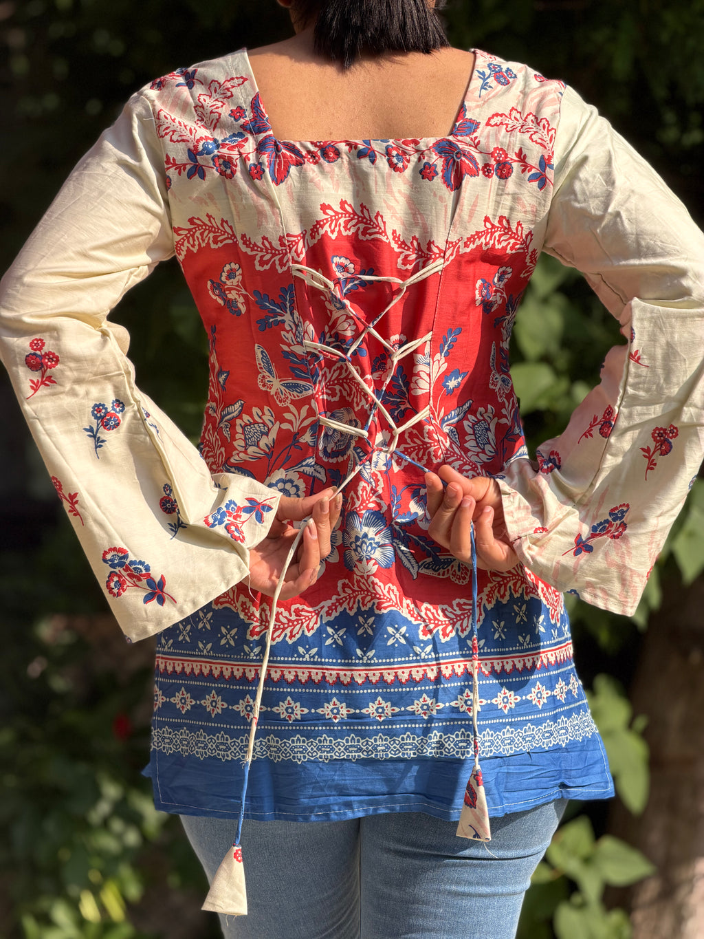 Floral Cream Printed Kurti