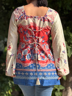 Floral Cream Printed Kurti