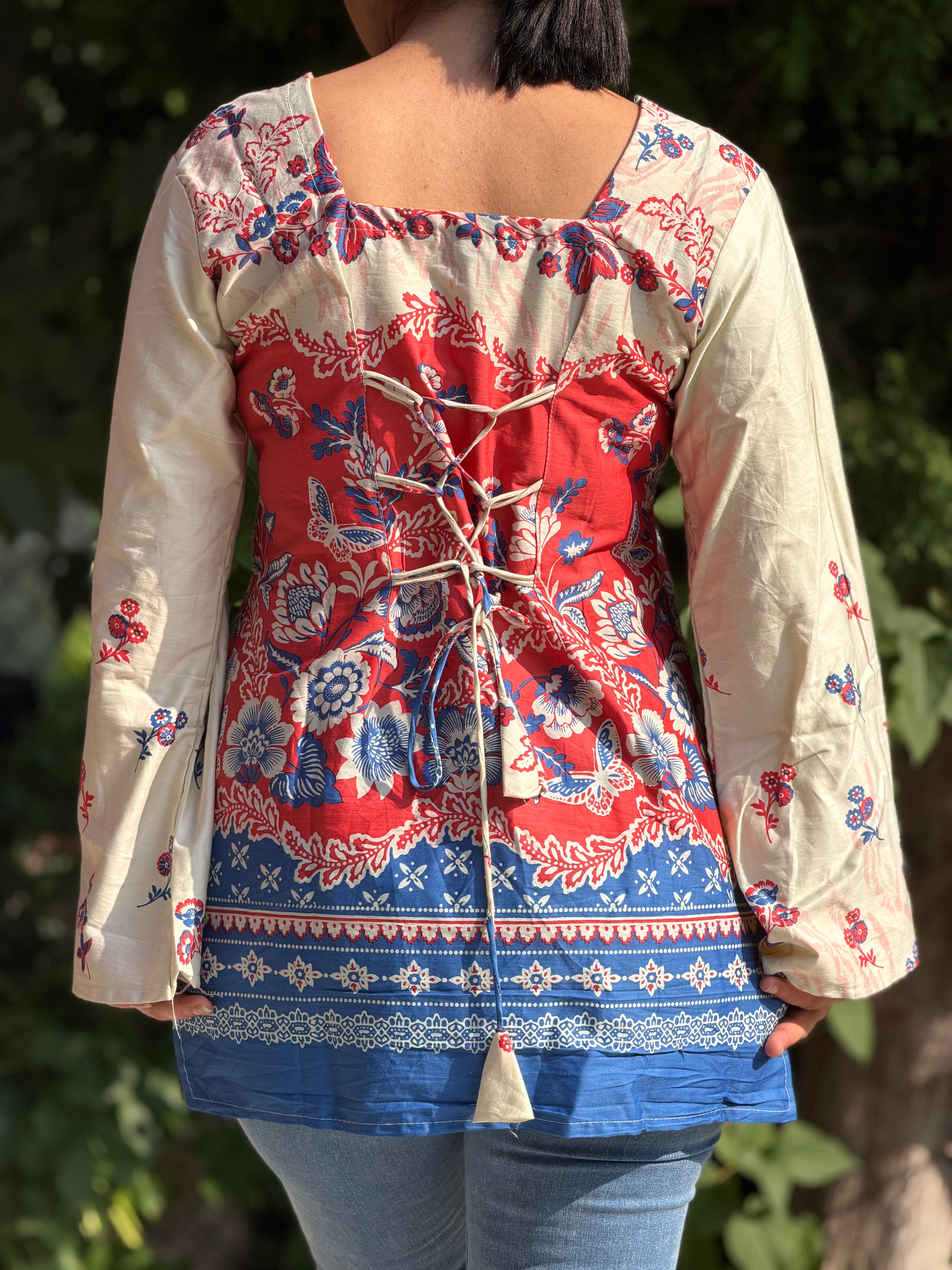 Floral Cream Printed Kurti