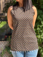 Block Printed With Shoulder Strings Kurti