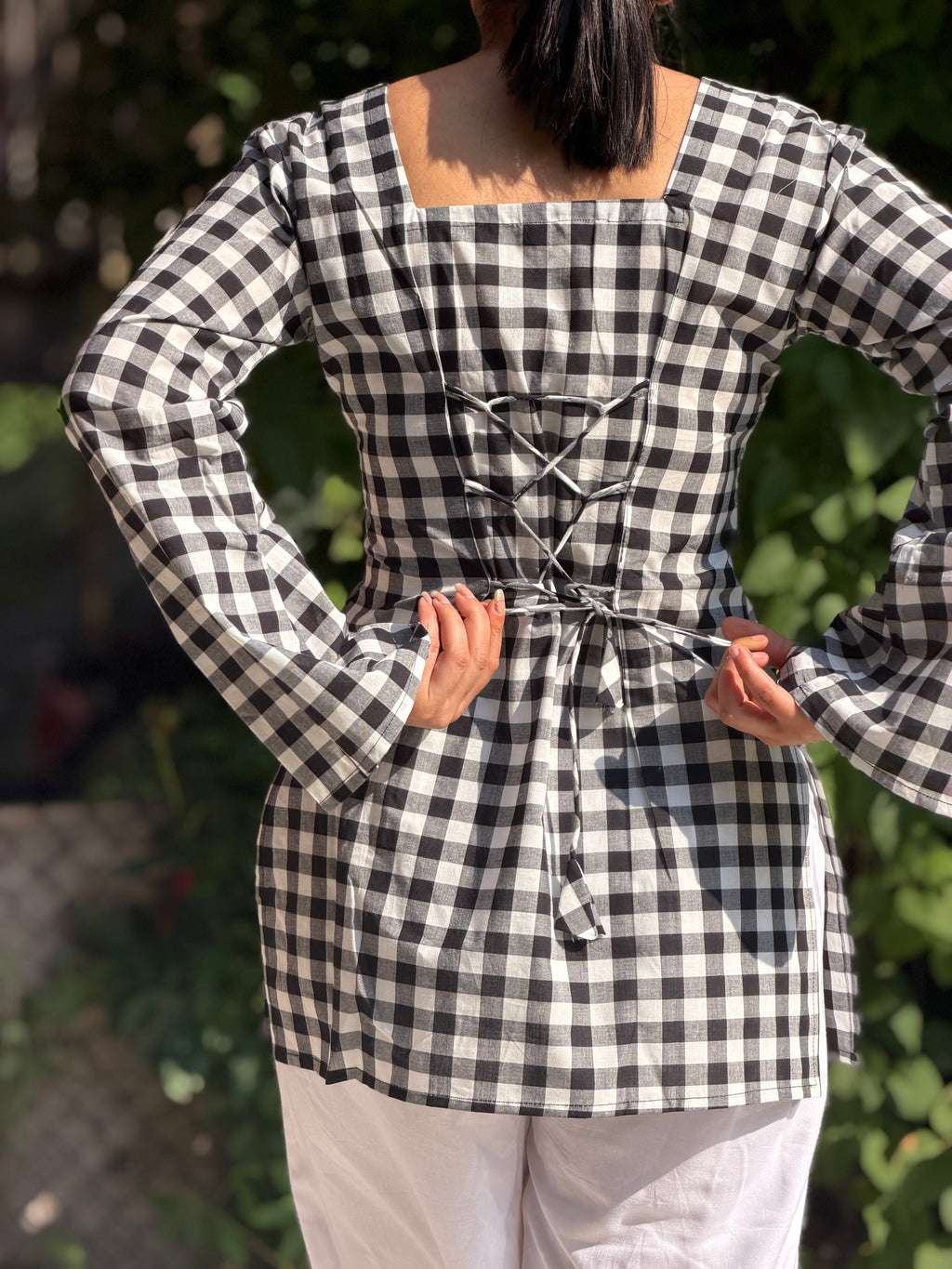White Black Box Printed Kurti