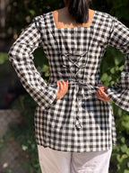 White Black Box Printed Kurti