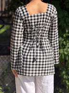White Black Box Printed Kurti