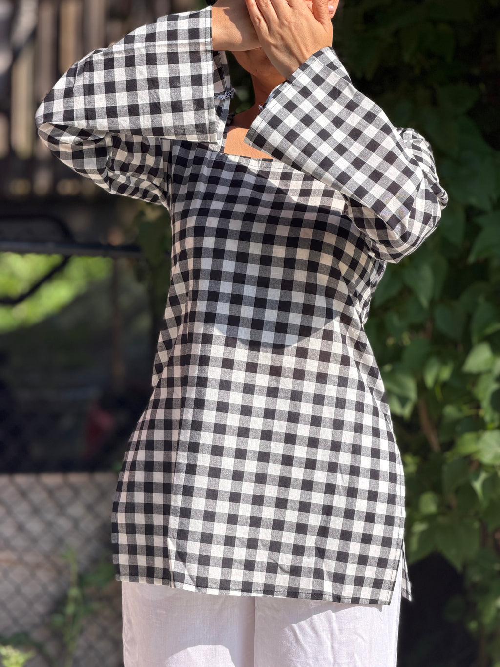 White Black Box Printed Kurti