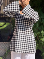 White Black Box Printed Kurti