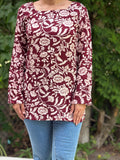 Brownish Red Floral Print Kurti