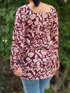Brownish Red Floral Print Kurti