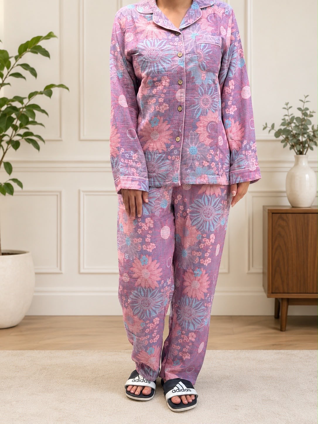 Blush Bloom Cotton Night Suit