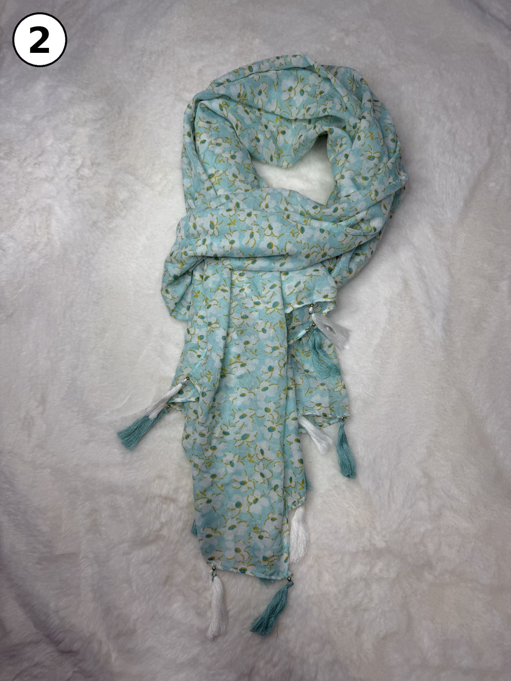 Whispered Bloom Tassel Scarf
