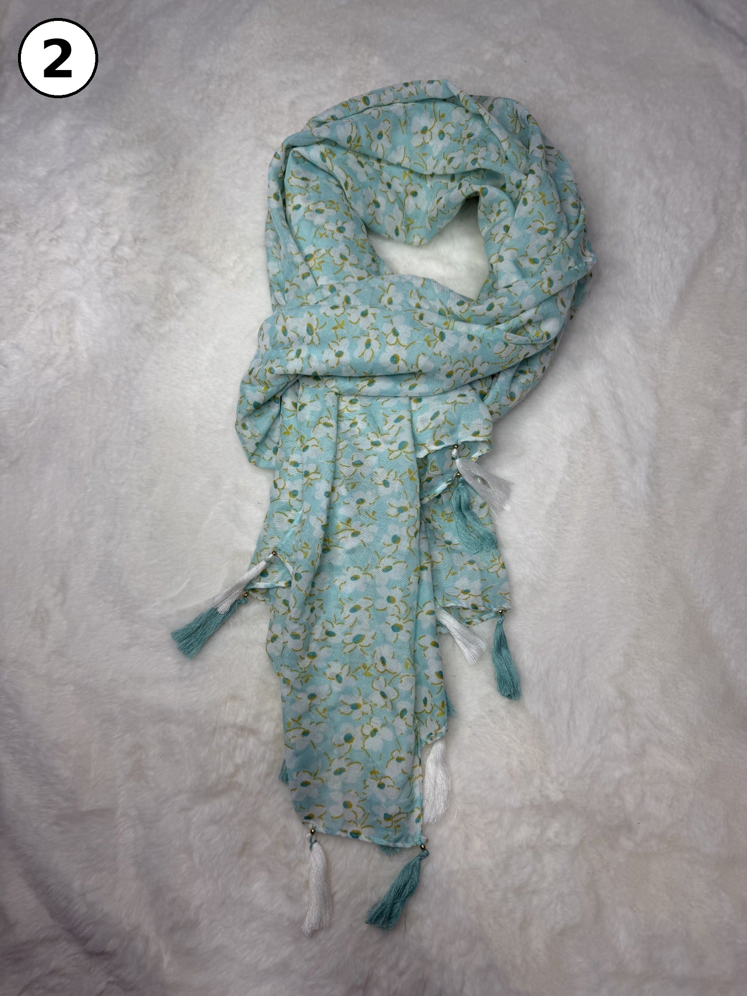 Whispered Bloom Tassel Scarf