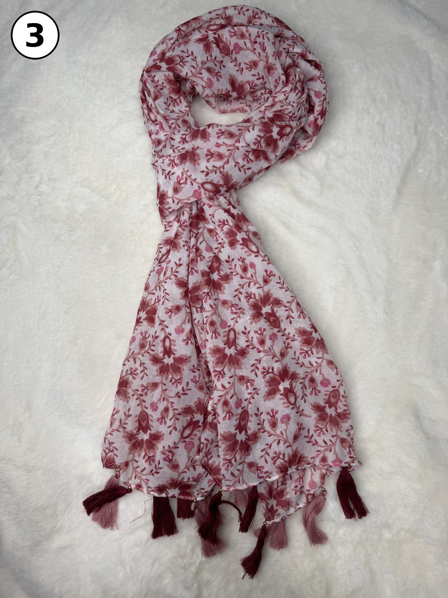 Whispered Bloom Tassel Scarf