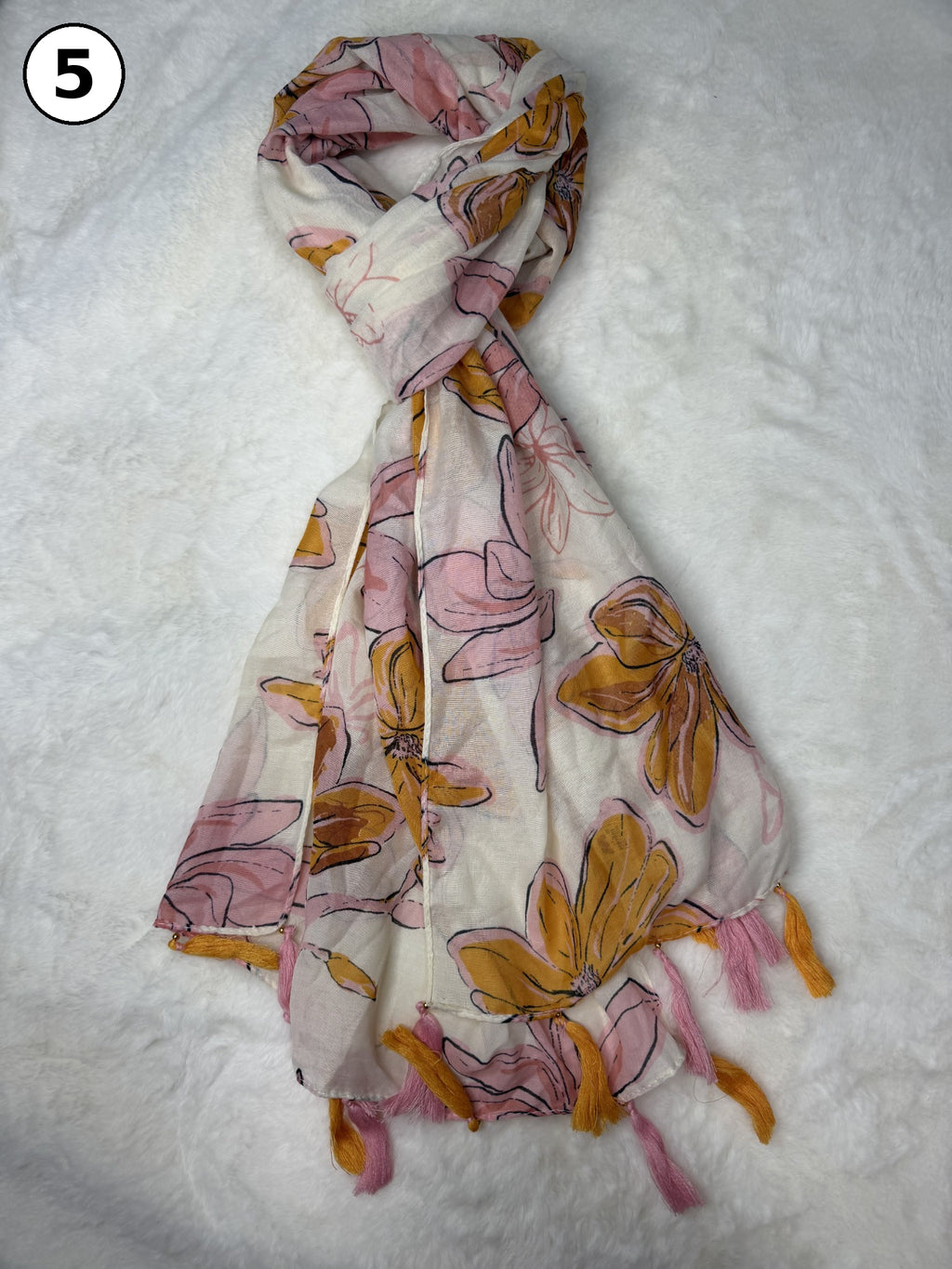 Whispered Bloom Tassel Scarf
