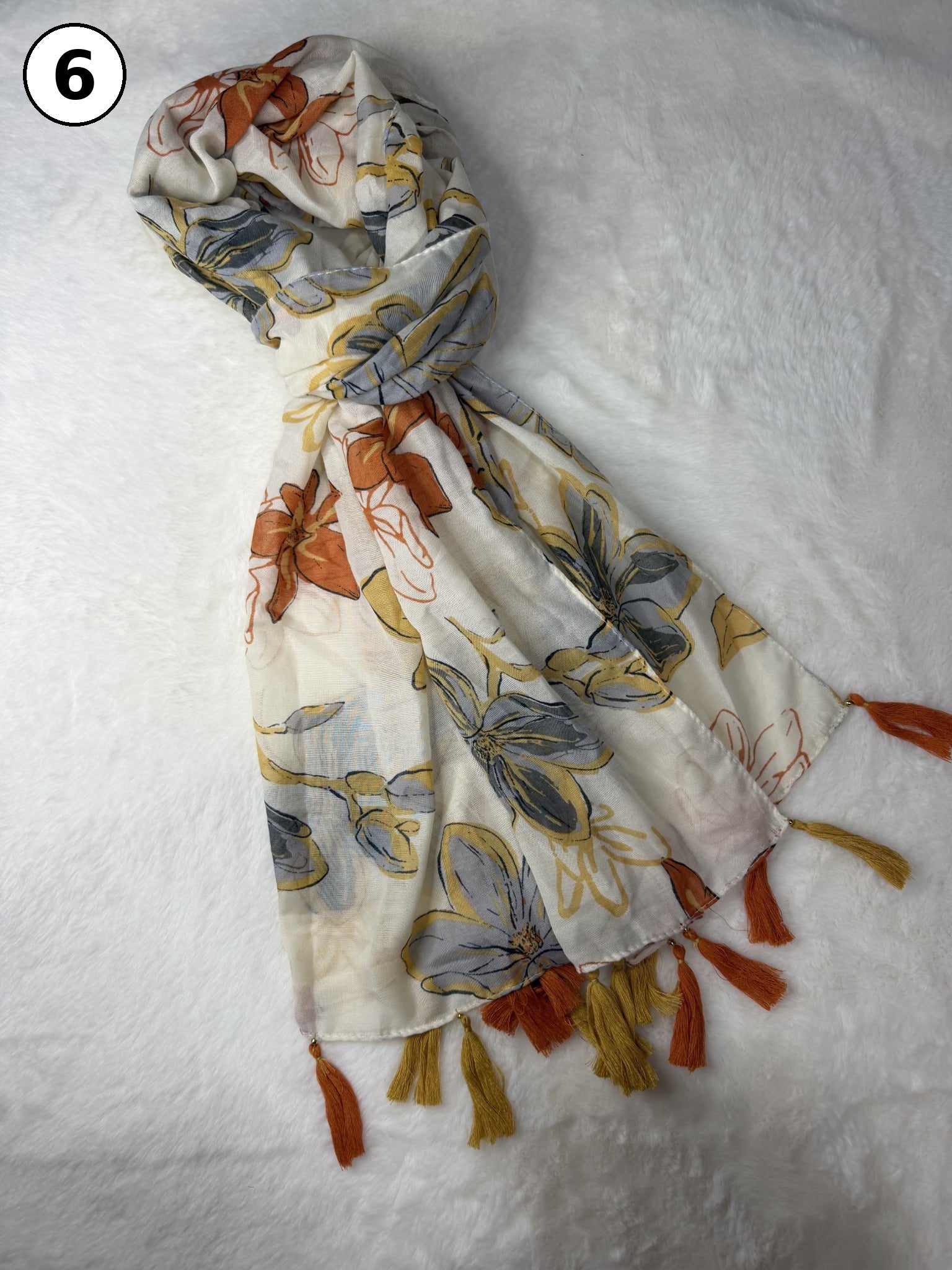 Whispered Bloom Tassel Scarf